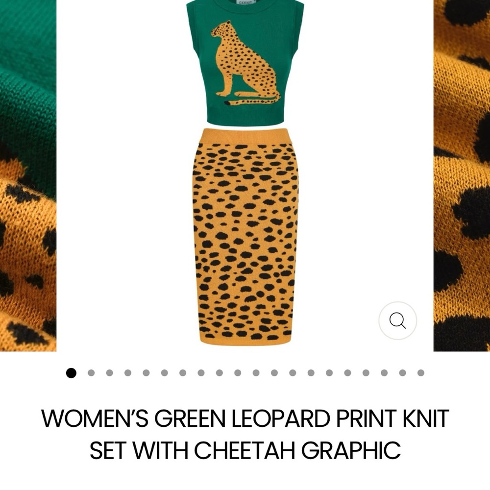 Cheetah Graphic Green and Orange Skirt Set